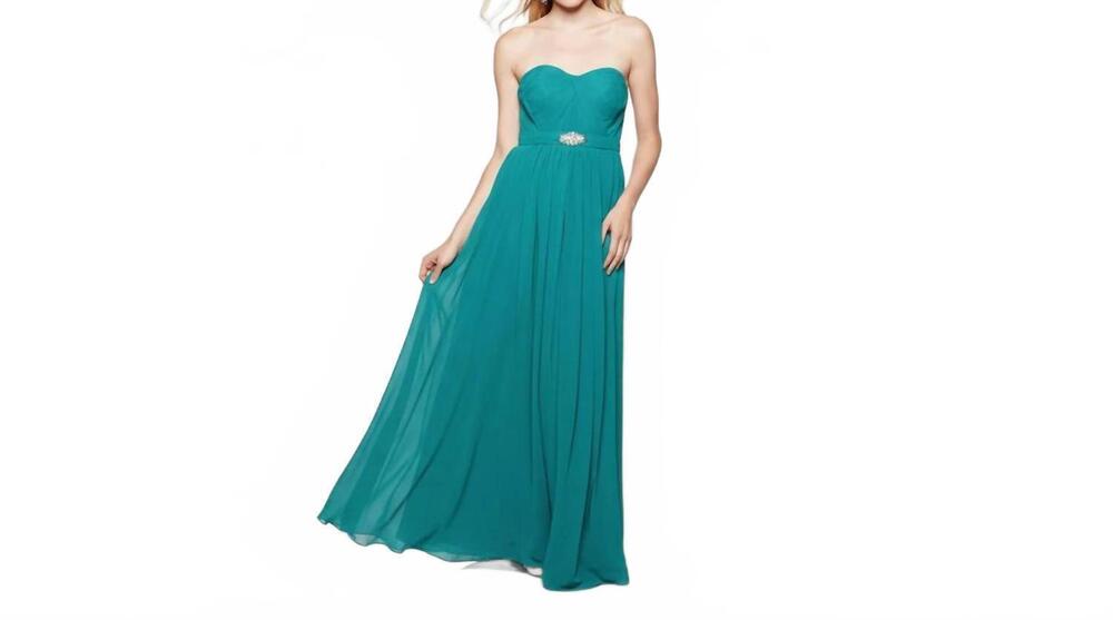 NEW LAST DRESS strapless chiffon dress in teal